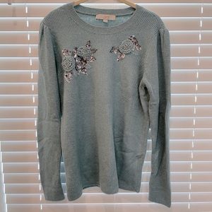 Loft Sweater - like new size L - flowers with sequence.